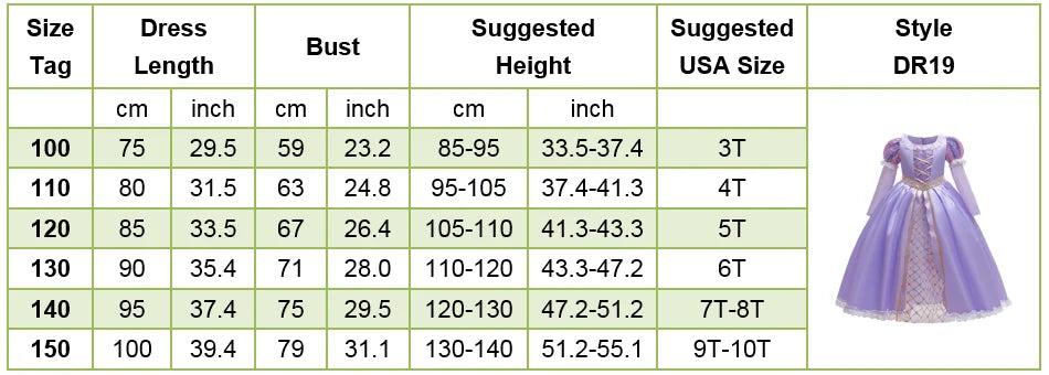 Girl Elegant Dress Kids Rapunzel Costume Children Halloween Birthday Sequin Tangled Dress Girl Carnival Lace Princess Party Gown