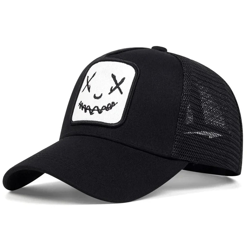 Unisex Baseball Cap Smile Face Patch Pattern Caps Men Women Summer Trucker Hat