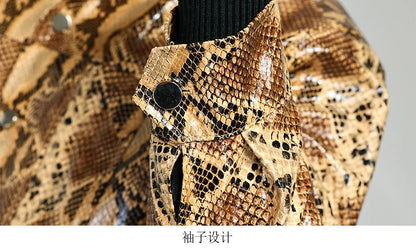 Autumn Short Handsome Cool Colorful Snakeskin Print Pu Leather Jacket Men Luxury European Style Clothes 2023 EU Size