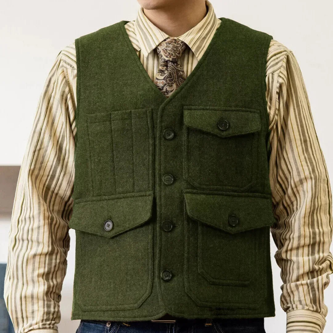 Men Vest Coffee Herringbone Single Button With Pocket Waistcoat For Wedding Banquet Business Work Office Daily Casual Men Vest