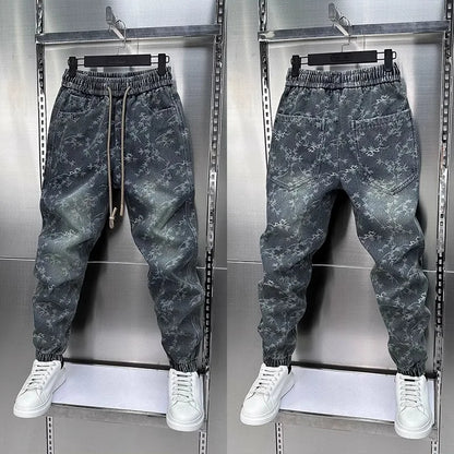 Jacquard American Classic Jeans Fashion Joints Harem Pants High Quality  Loose Harajuku Straight-Leg Trousers Men Clothing