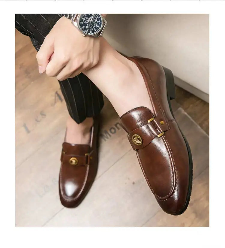 New Black Loafers Men Slip-On Round Toe Fashion Mens Dress Shoes Free Shipping Wedding Shoes for Men Size 38-47