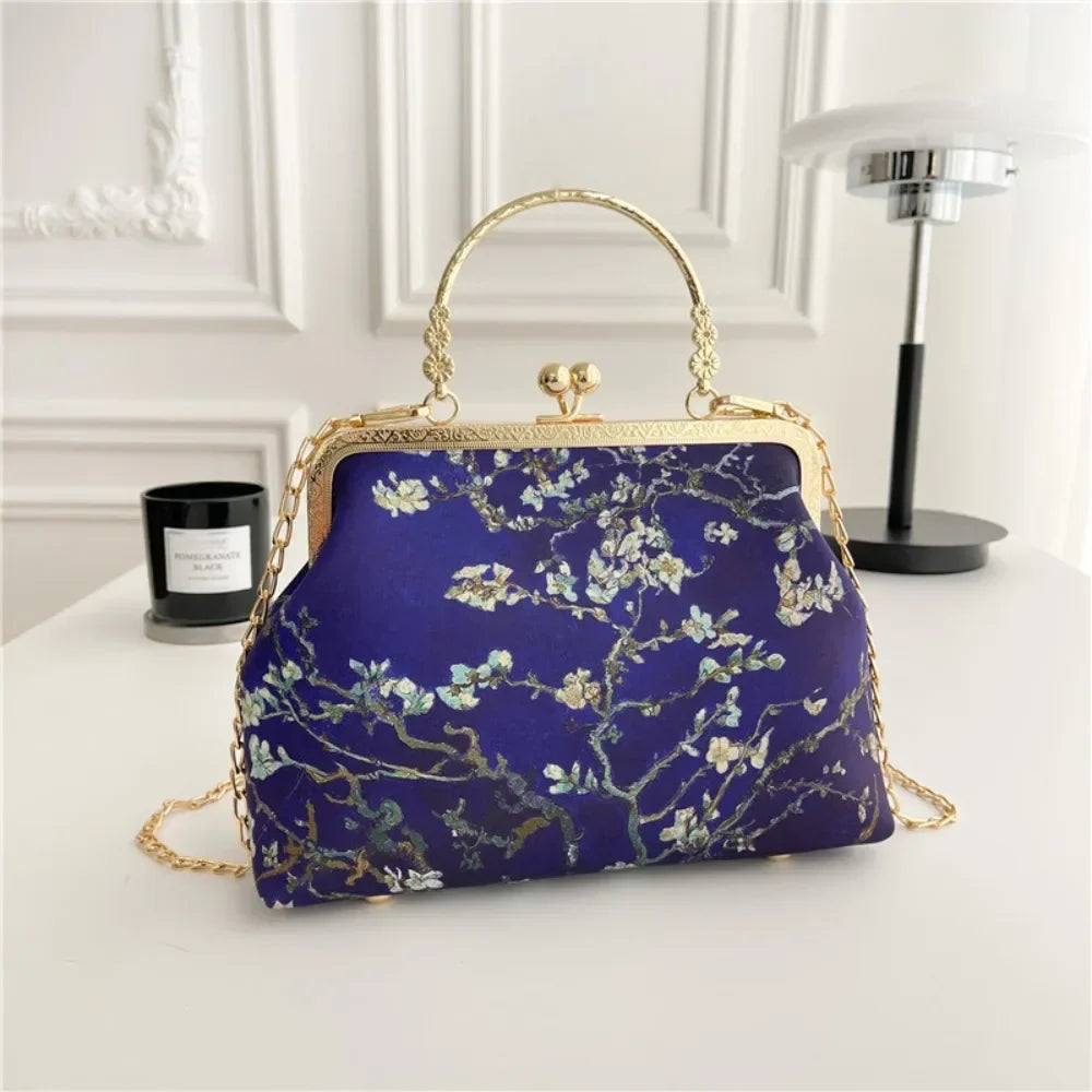 Fashion Chinese Style Banquet Bag Embroidery Pearl Handle Qipao Bag Trendy High Capacity Cosmetic Bag Women
