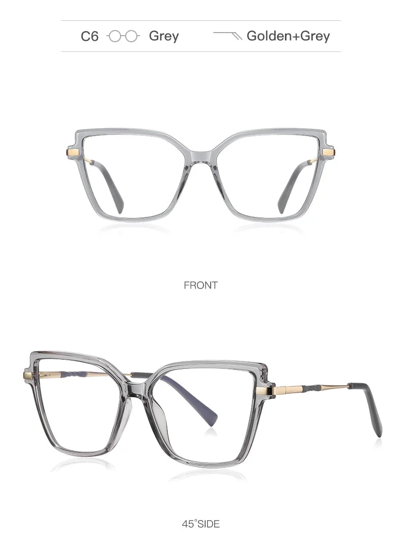 Simple Design Fashionable Large Frame Anti-Blue Light Glasses Women's Reading Glasses Customizable Prescription PFD2208