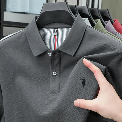 100%cotton luxury men's classic pony embroidery comfortable polo shirt fashionable summer new top breathable short sleeved shirt