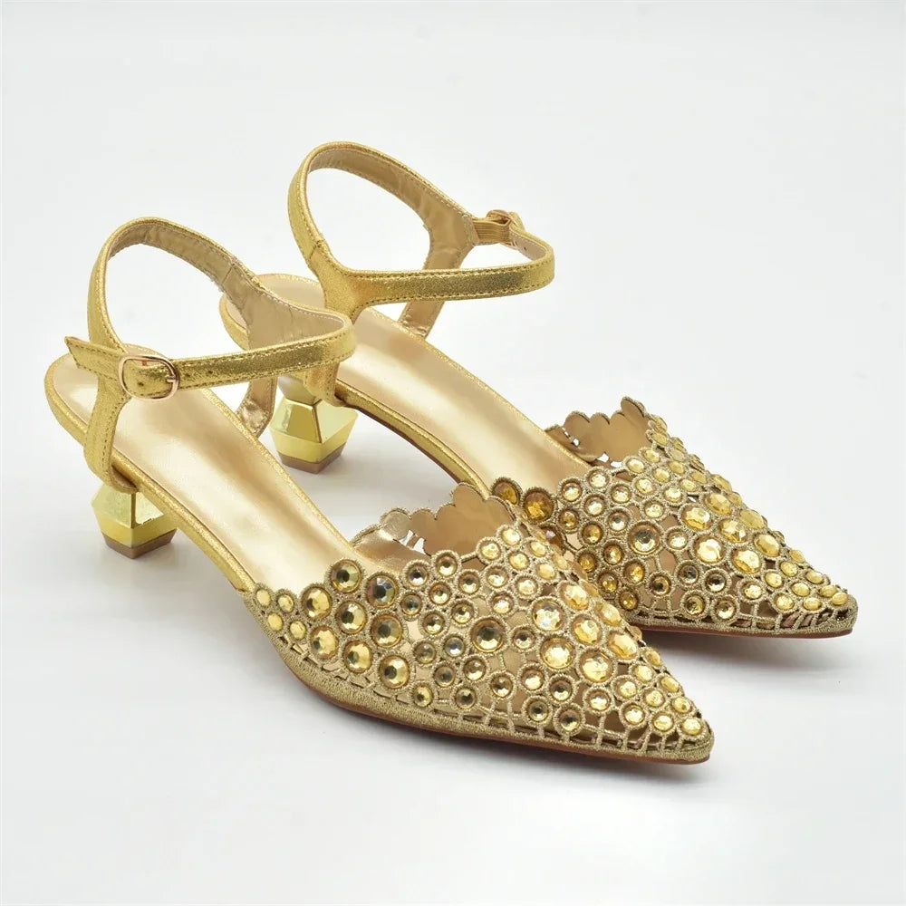 New Arrival Party Shoe and Bag Set for Women Italy 2026 Nigeria Elegance Party Rhinestone Pointed Toe Women's Shoes High Heel