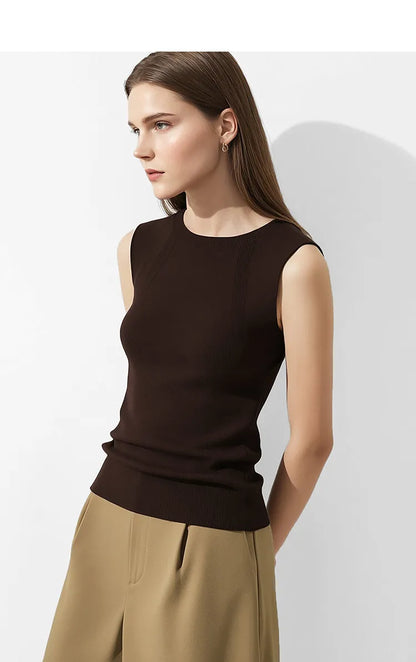 Women's Tank Top 2026 Summer New Round Neck Basic Solid Color Cami Slim Fit Versatile Sleeveless Vest Top female 12642039
