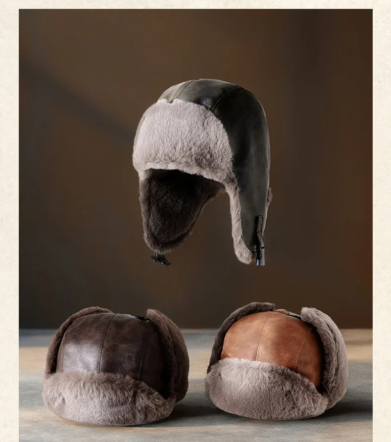 Men Winter Trapper Aviator Trooper Earflap Warm Russian Waterproof Ski Hat Women Bomber Cap Ear Protectors Dad Thick Fleece Hats