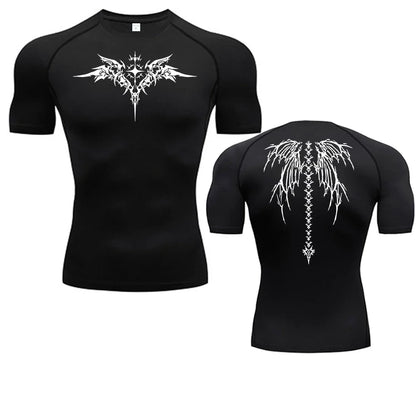 Men's Compression Shirt Anime Print Gym Sport Quick Dry Gym TShirts Fitness Athletic Undershirts Elasticity Tops Tee Summer Male