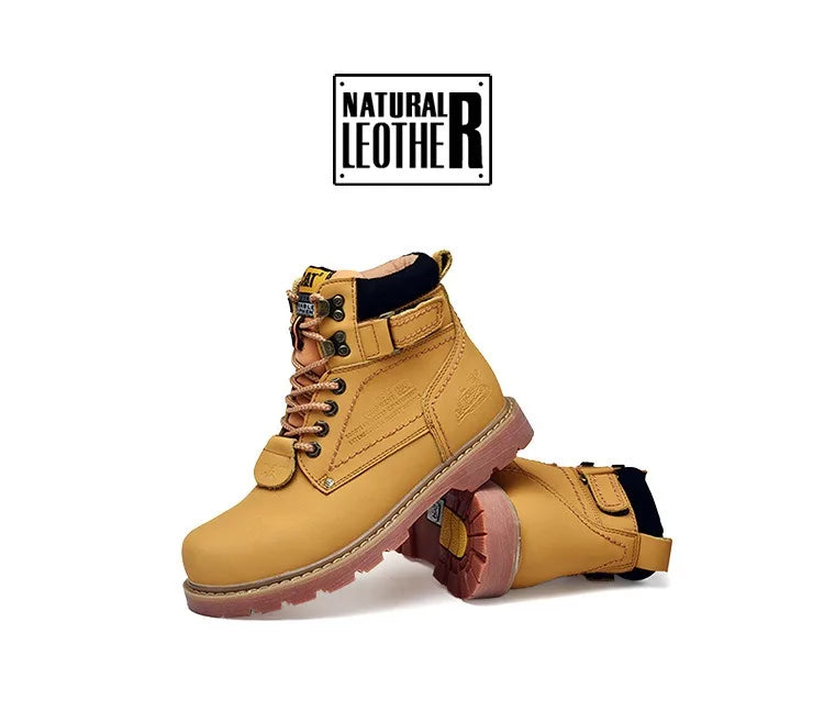 Genuine Leather Mens Women Winter Ankle Military Treking Snow Yellow Tactical Boots Outdoor for Men Work Shoes Sneakers