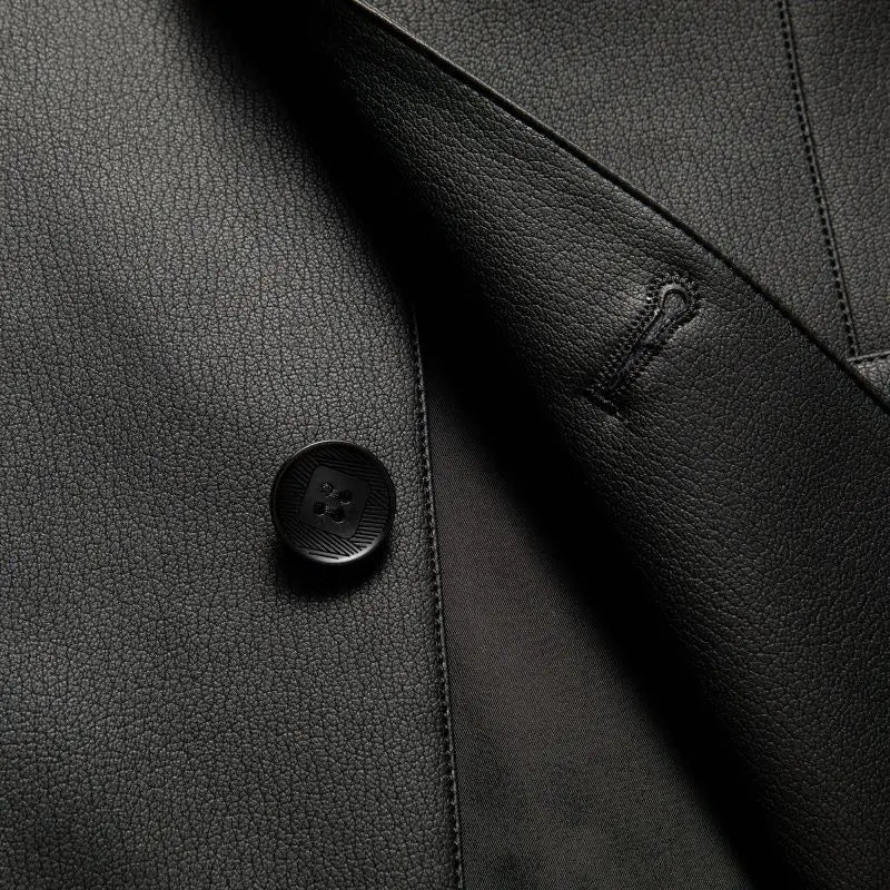 New Men's Business Casual Fashion Leather Blazer Sheepskin Slim Fit High-End Genuine Leather Jacket