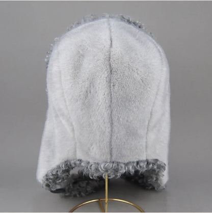 Real Fur Wool Hat Unisex New Winter Warm Bomber Russian Ushanka Hats With Ear Flaps Cow Leather Thick Snow Earflaps Baseball Cap