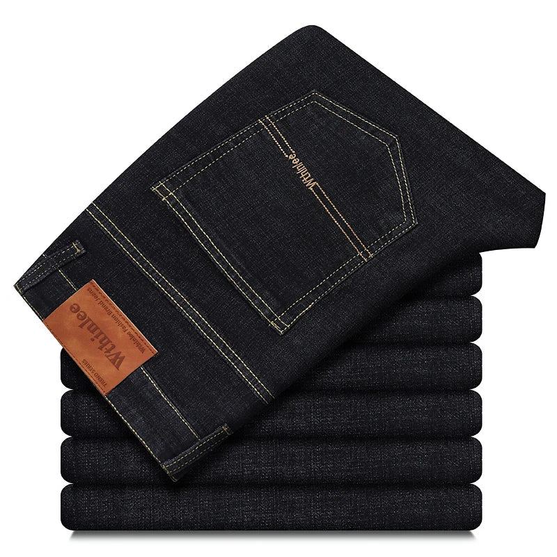 2026 New Style Business Men's Jeans Casual Straight Stretch Fashion Classic Blue Black Work Pant Denim Trousers Male Clothing