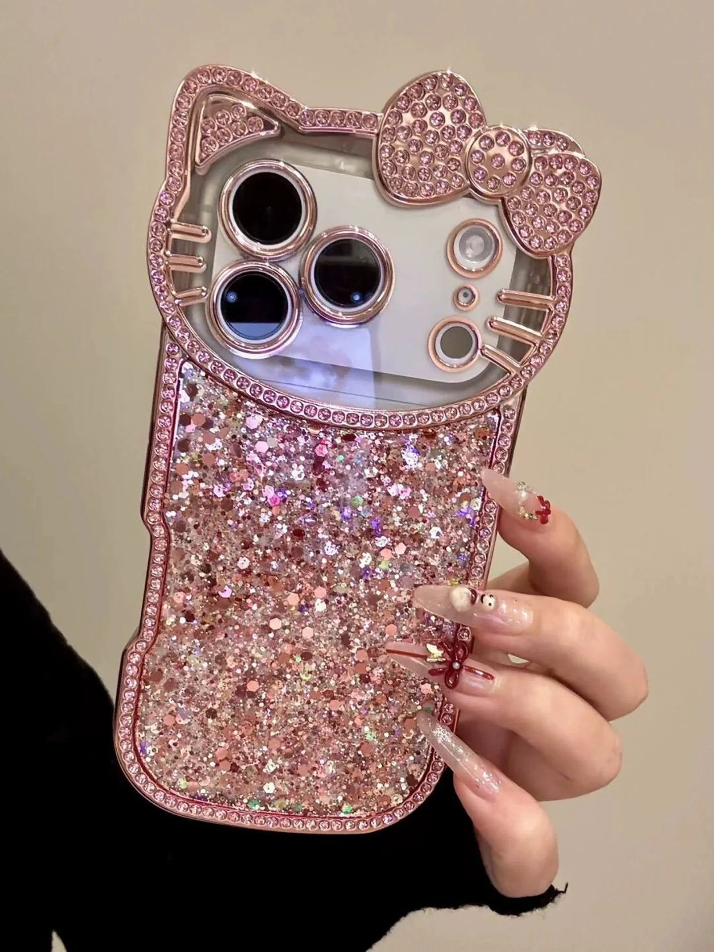 Cute Camera 3D Hellokitty Luxury Glitter phone case for iPhone 17 11 12 13 14 15 plus 16 Pro Max Fundas With Chain Shockproof Ca