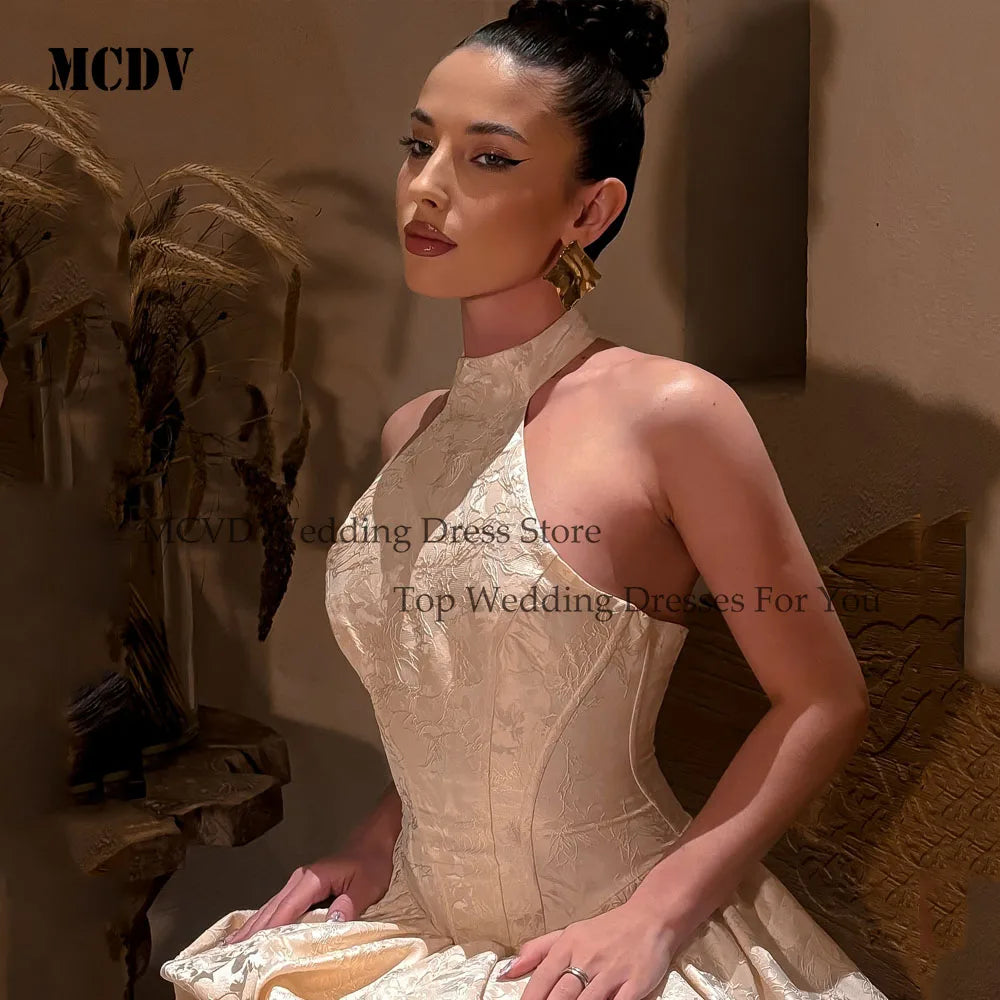 Customized Print Bud Skirt Wedding Dresses Halter Neck Backless vestidos de novia Sleeveless Mini After Party 2026 Customized