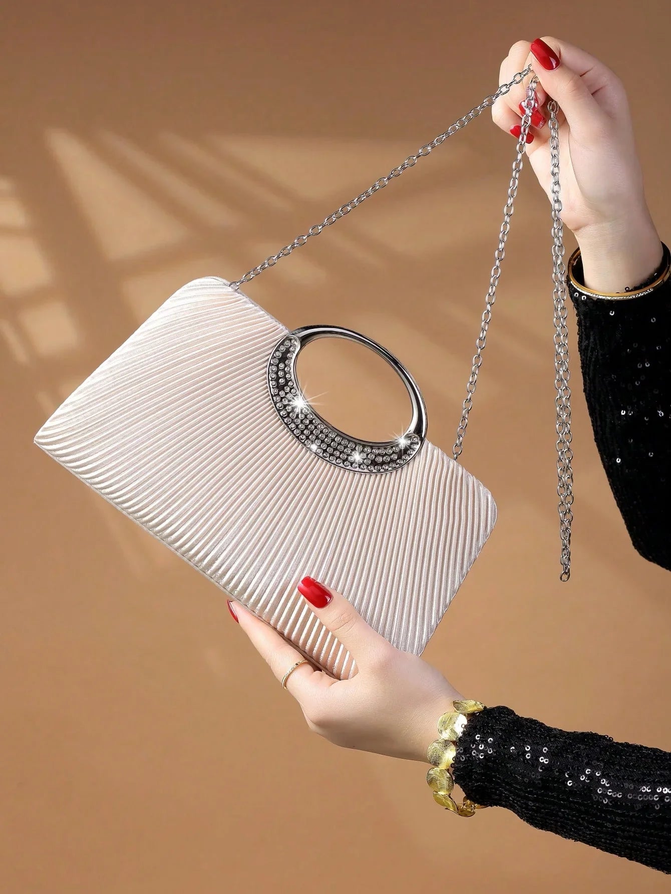 Women's Sparkling Glitter Crystal Evening Bag, Handbag And Crossbody Bag With Simple And Elegant Design, Suitable For Wedding