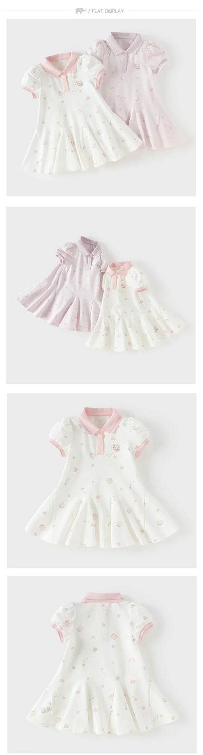 Girls Summer Princess Dress Casual Cute Kids Printed Polo Short Sleeve Dress Formal Party Knitted Clothes DB2262445