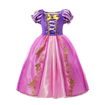 Princess Dress Girl Purple Deluxe Elegant Cosplay Tangled Costume Halloween Vestido Kids Birthday Ball Gown Clothes