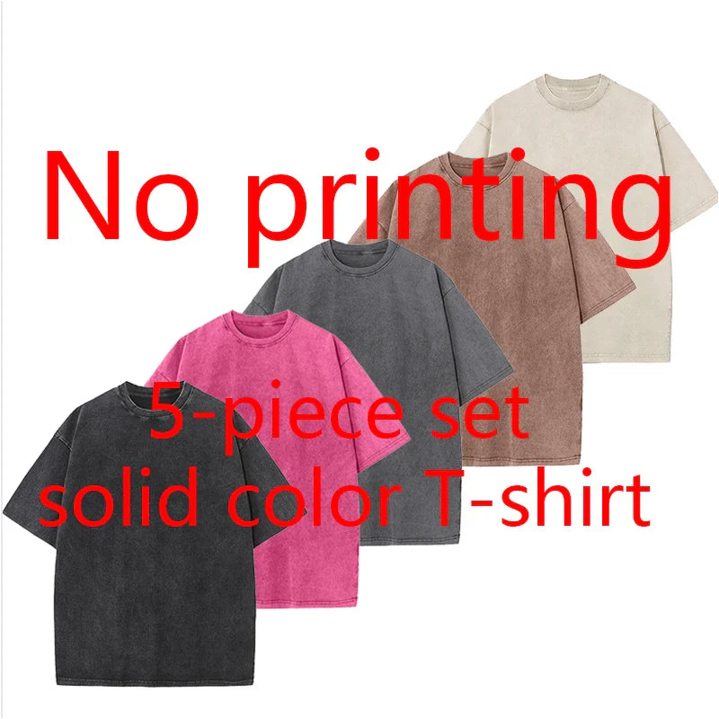 Men's and Women's Cotton Washed T-Shirt Custom Printed T-Shirt 230G Top DIY Your Favorite Pattern or Logo Fashionable Custom Top