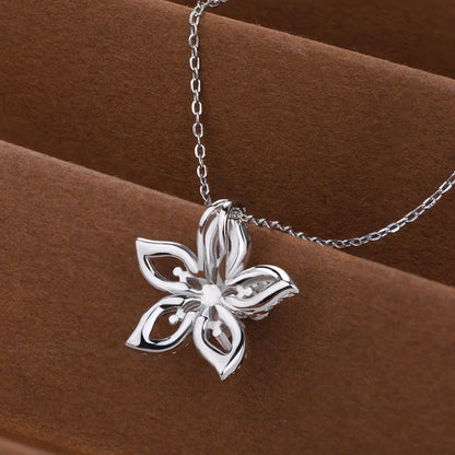 Flower Shape Certified Full Moissanite Pendant Necklace for Women 0.83cctw Round/Marquise Cut Lab Diamond Neckchain Fine Jewelry