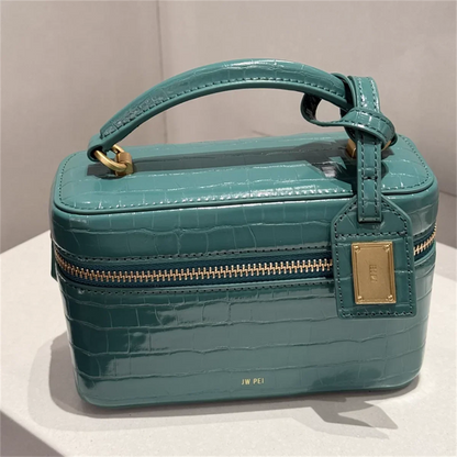 Women Shoulder Bag Crossbody Handbag Croc Embossed Small Square Box Purse French Vintage Messenger Bags Exquisite Ladies