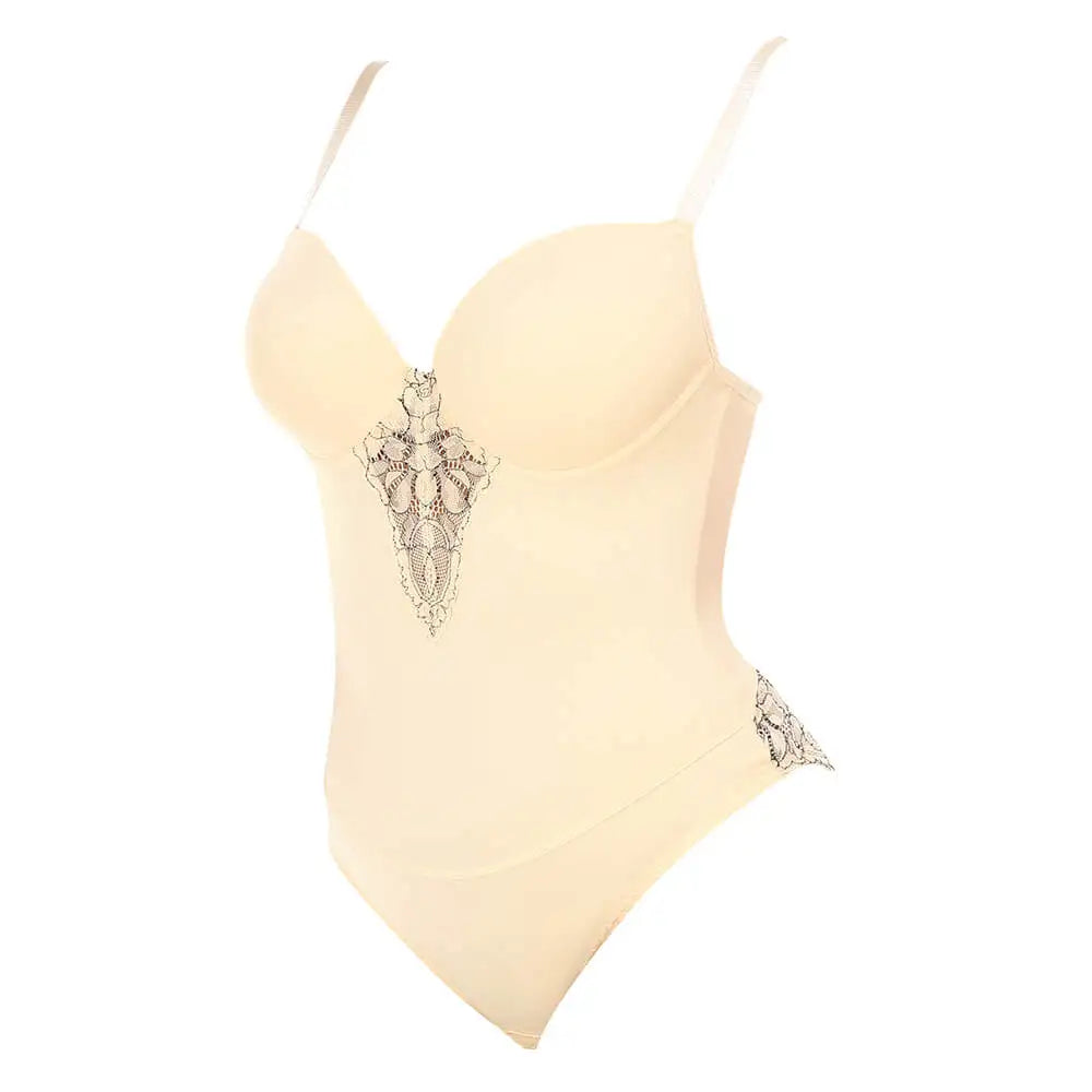 Fajas Underwear Body Shapers Women Shapewear Bodysuit Sexy Lace Open Crotch Lingerie V-collar with Bras