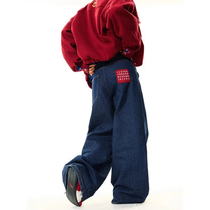 New Korean Retro Blue Straight Leg Jeans Casual Loose Wide Leg Pants Fashion Men's Wide Jeans High Quality Pants