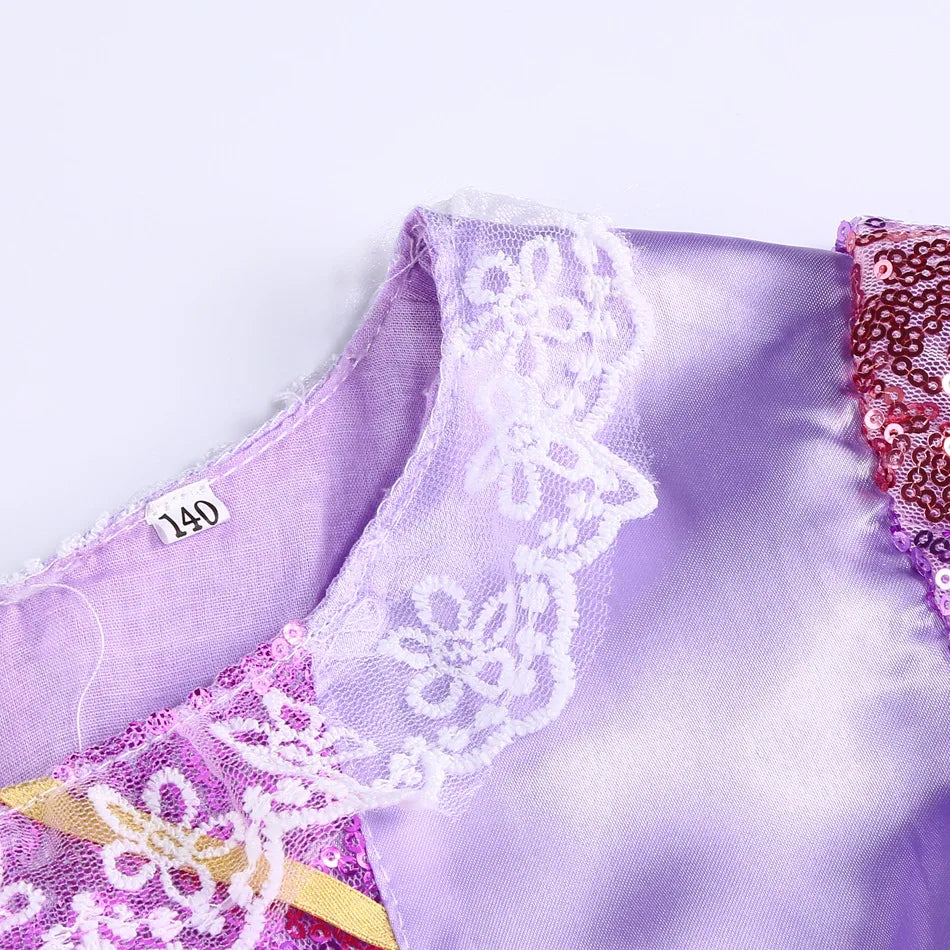 Girls Disney Rapunzel Dress Kids Tangled Disguise Carnival Girl Princess Costume Birthday Party Gown Outfit Clothes 2-10 Years