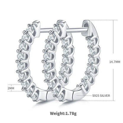 D VVS1 Moissanite Hoop Earrings for Women Sparking Diamond with GRA Original s925 Sterling Silver Plated 18k Earring
