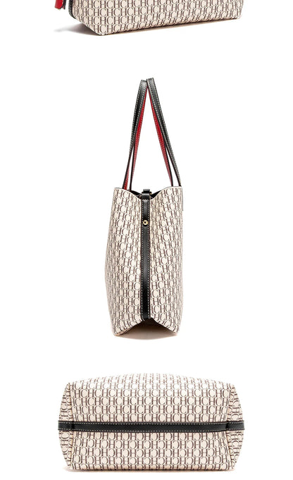 Tote Bag Spring Large Capacity Handbag Simple Beige 27x12x22cm
