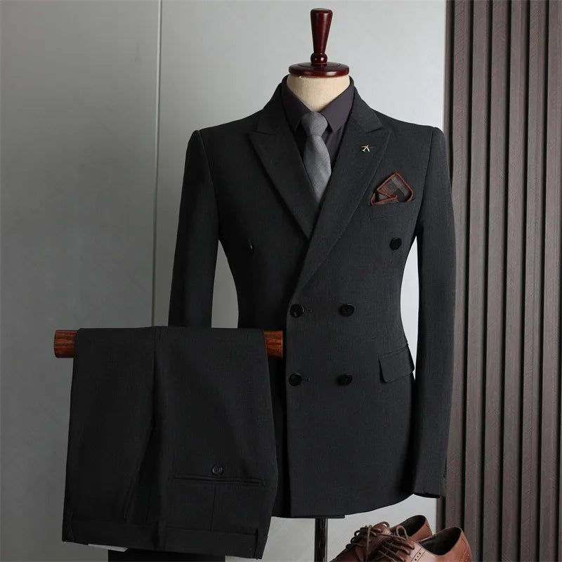Classic Men Suit Sets Wedding Banquet Groomsman High Quality Blazer Pants 2 Pieces Evening Prom Male Leisure Slim Fit Outfits