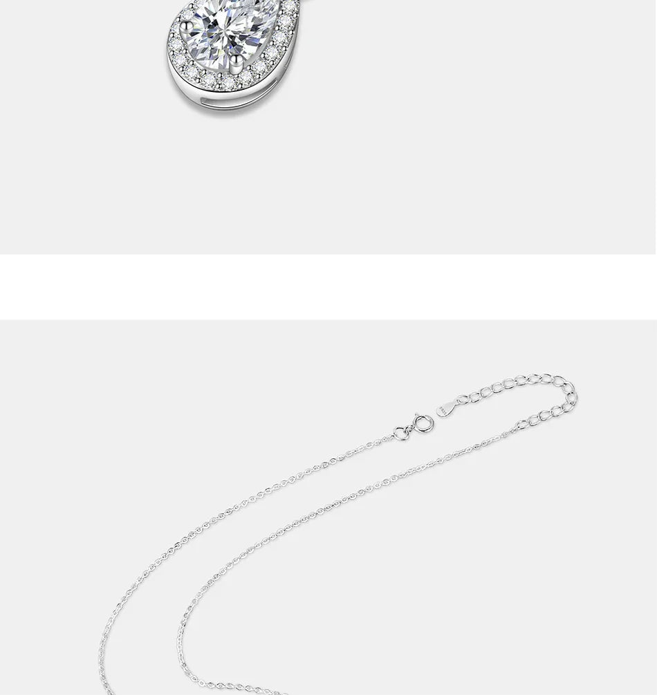 1CT Pear Cut Moissanite Necklace for Women S925 Pure Silver Sparkling Diamond Pendant Luxury Jewelry Party Gift