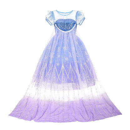 Elsa Anna Snow White Moana Rapunzel Ariel Belle Princess Dress for Girls Cosplay Carnival Birthday Party Outfit Kids 2-8Y