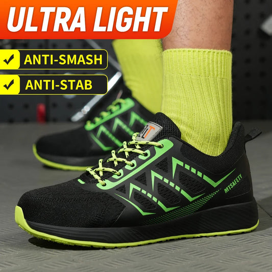 steel toe sneakers for men ultra-light construction site safety shoes anti puncture industrial work boots breathable work shoes