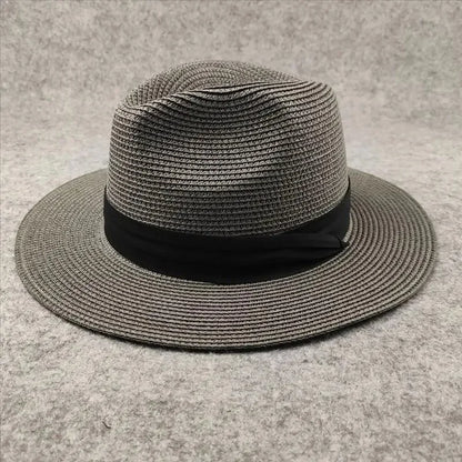 Unisex Panama Straw Hat Wide Brim Summer Beach Sun Protection Fedora Style - Sizes 55-57/58-60/61-64cm (Large/Plus)"
