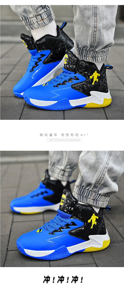 Children Basketball Shoes For Boys Girls Trainers High Top Sneakers Kids Training Shoes Outdoor Non-slip Children's Sports Shoes