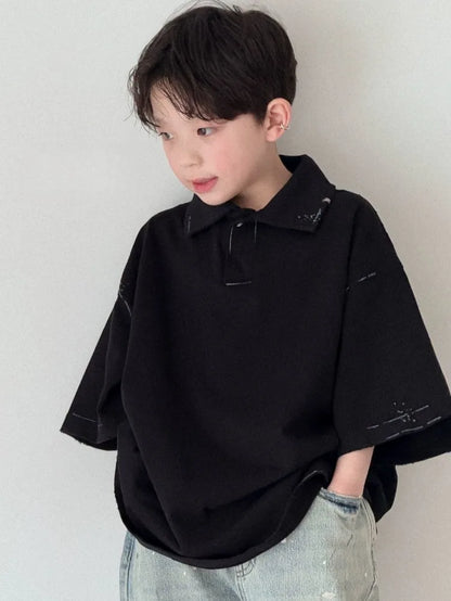 Boys' Polo Short Sleeve T-Shirt Summer Casual Stylish Versatile Toddler Big Kids Tops