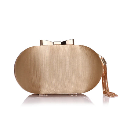 Criss Cross Fashion Evening Bags Woman Tassel Metal Day Clutch Mixed Lady Party Handbags Satin Wedding Bridal Purse