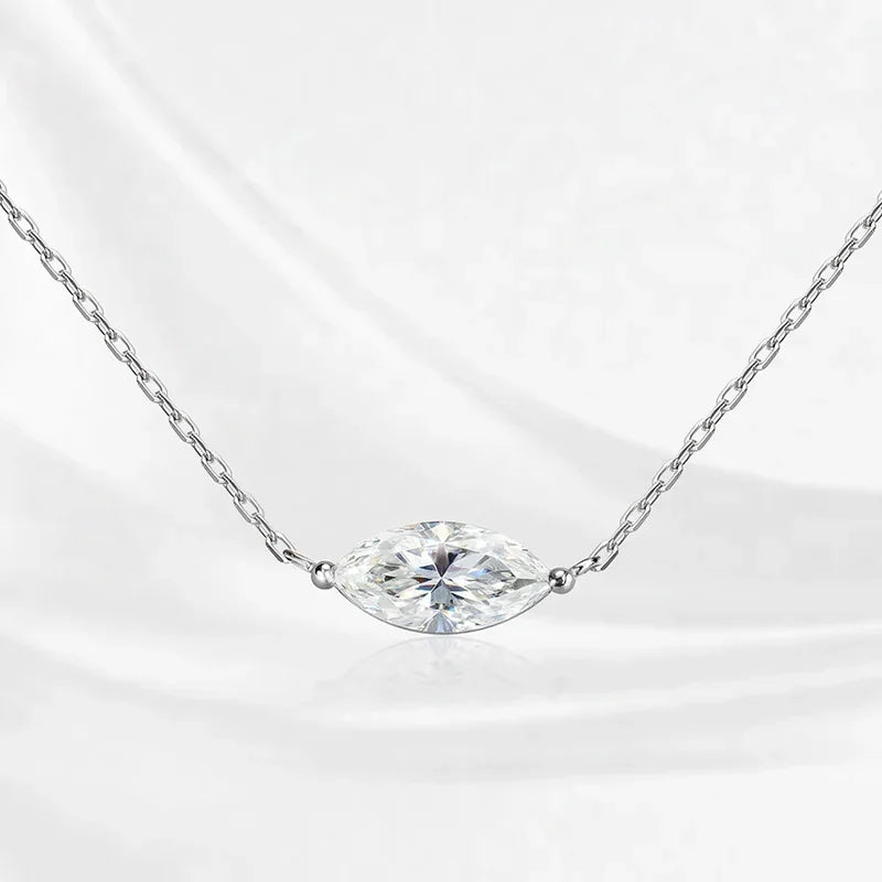 18k Plated Marquise Cut Moissanite Tennis Necklace for Women Choker Lab Diamond D Color Chain 925 Sterling Silver Jewelry
