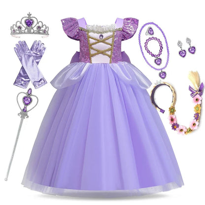 Girl Disney Rapunzel Dress Kids Tangled Disguise Children Carnival Princess Costume Birthday Party Gown Outfit Clothes Vestidos