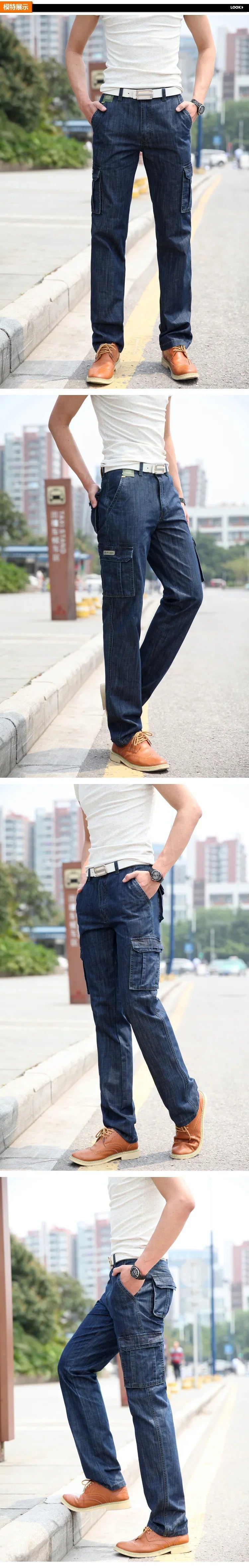 High Quality Men's Jeans Multi Pocket Denim Cargo Pants Oversized Casual Pants Men Clothing Loose Trousers 29-44