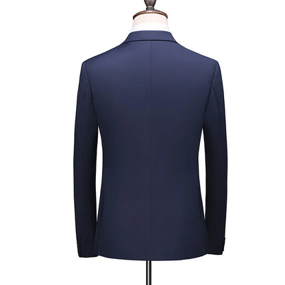 17 Colors Men Fashion Double Breasted Suit Jacket Korean Classic Solid Color Formal Business Office Slim Casual Wedding Blazers