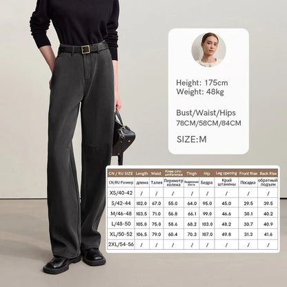 Thicken Women's Jeans 2025 Winter New Warm Casual Loose Solid Jeans Lady Cotton Versatile Wide Leg Woman Trousers 12544160