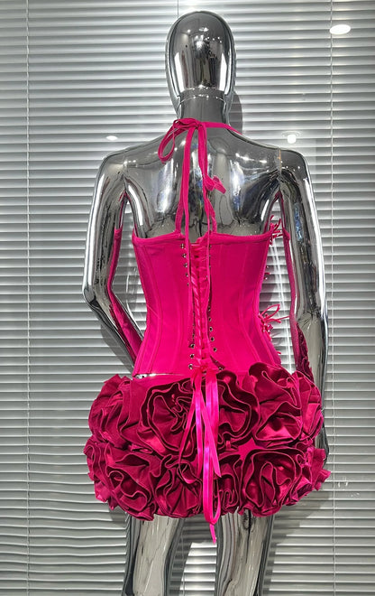 Black Red Color Women Sexy Strapless Laced-up Tops Florlas Bodycon Mini Skirt Set Celebrate Birthday Party Cocktail Dress