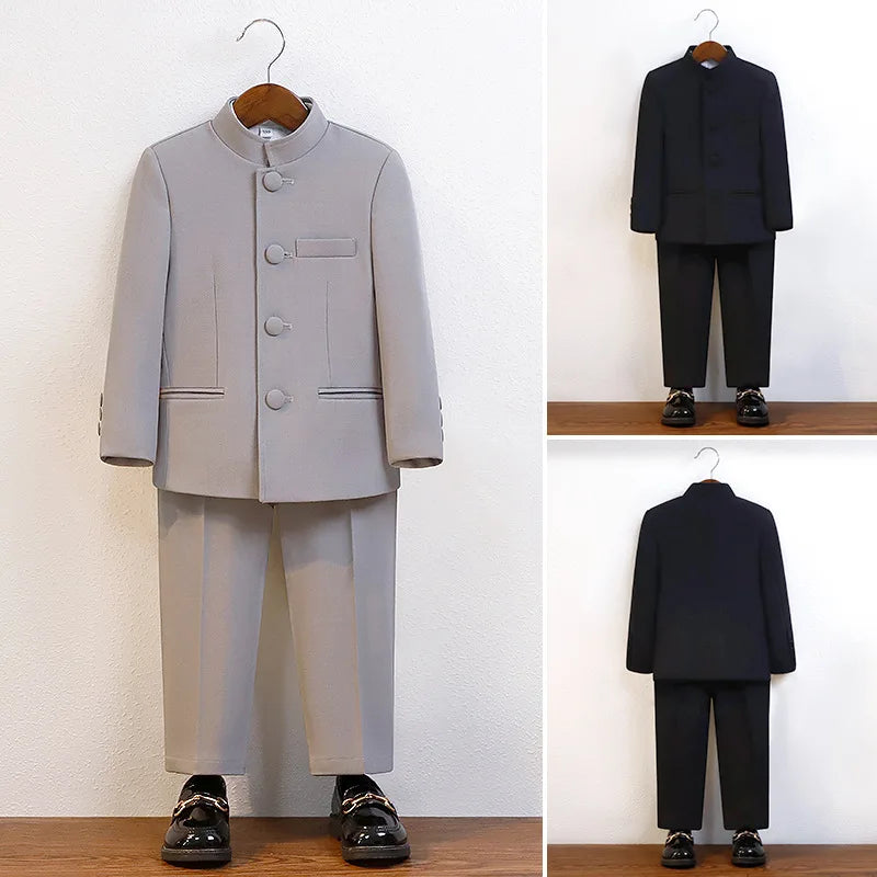 Children Chinese Style Zhongshan Suit Boys China May Fourth Youth Suit Kids Chorus Dress School Student Graduation Class Dress