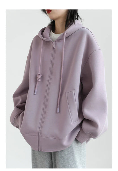 Women Sweatshirts Hoodies Solid Loose Casual Hooded Female Tops Lady Coat Medium Length Overcoat Spring Autumn 2025