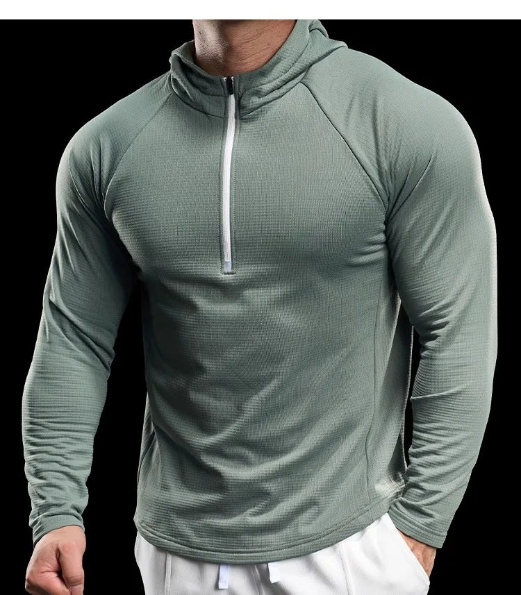 Autumn New Gym Fitness Clothes Men's Training Clothes Long-sleeved Sports Quick-drying Sweatshirts Casual Hooded Fitness Clothes