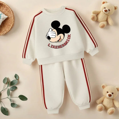 2026 Spring Cartoon Printed Children's Casual Sweatshirts Sets Boys O Neck Hoodies Long Pant Two Piece Suit Girls Tracksuit New