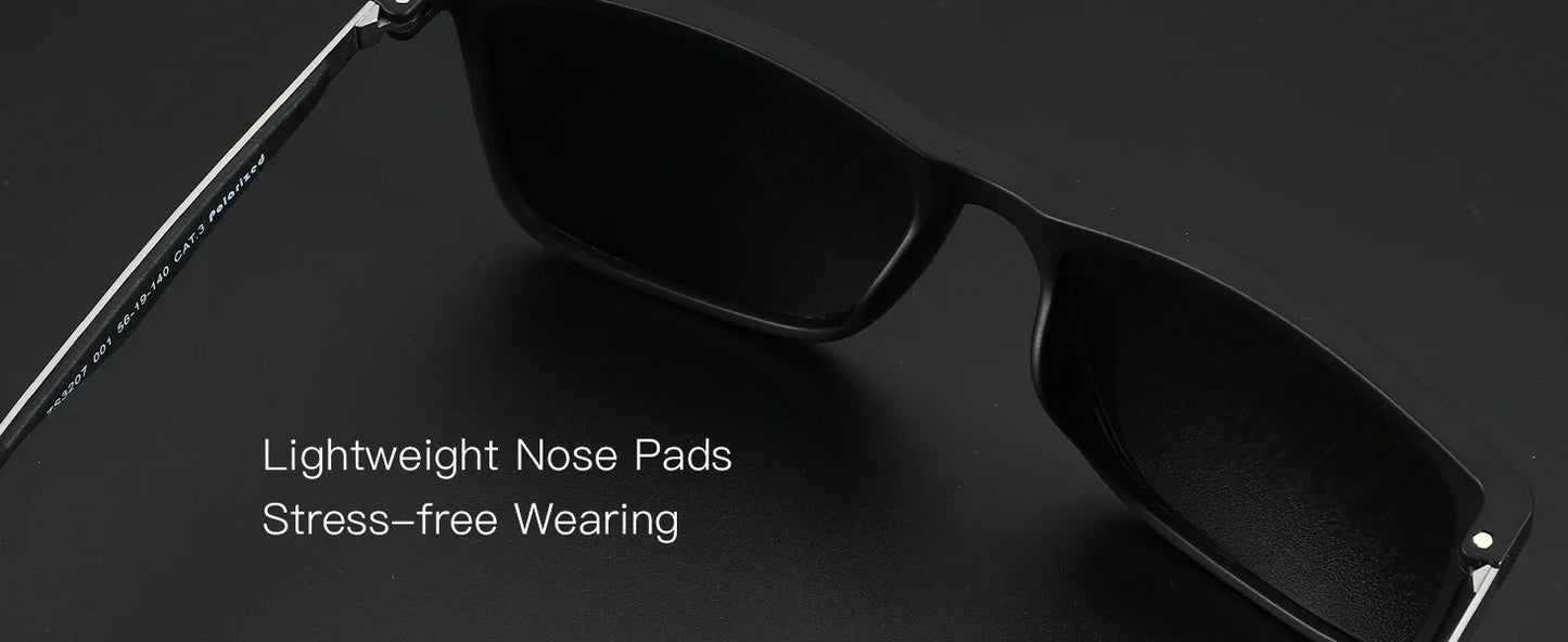 UV400 Protection Sunglasses for Men Rectangle Ultralight Carbon Fiber Frame Classic Polarized Sun Glasses