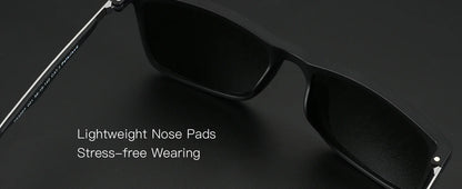 UV400 Protection Sunglasses for Men Rectangle Ultralight Carbon Fiber Frame Classic Polarized Sun Glasses